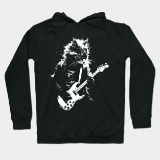 Cat Playing Electric Guitar Rock Music Hoodie